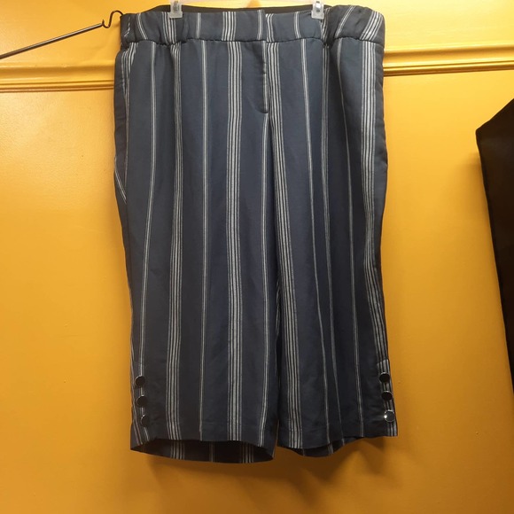 NWOT Lane Bryant The Laney striped linen blend crop wide leg pant Size 26 - Picture 9 of 9